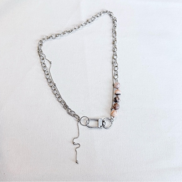 Jewelry - Rhodonite Double Chain Silver necklace